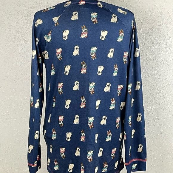 Used Jenni Intimates Womens Blue Reindeer Pug Christmas Pajamas Size M - Picture 4 of 13